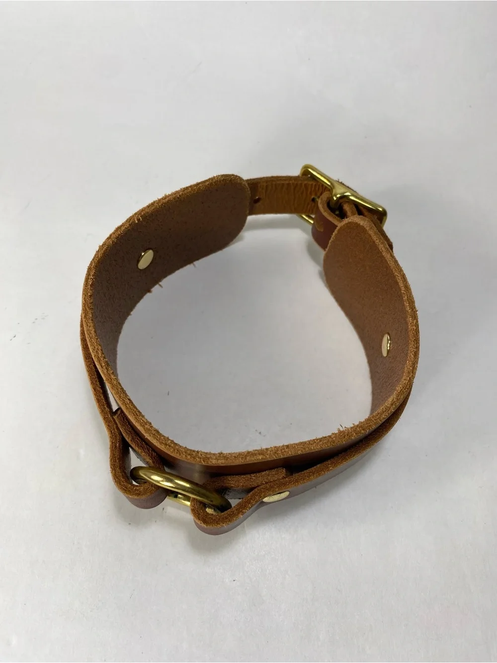 Leathe Dog Collar Animal Dog With Brass Ring and Buckle 11 1/2